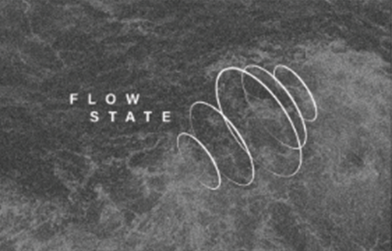 Front of the business card: the Flow State logo on dark marble