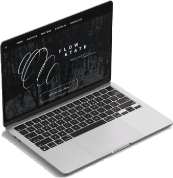 Laptop showing the Flowstate Studios website homepage